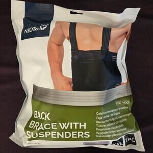 NEOTech Black Back Brace with Suspenders - Size XXL